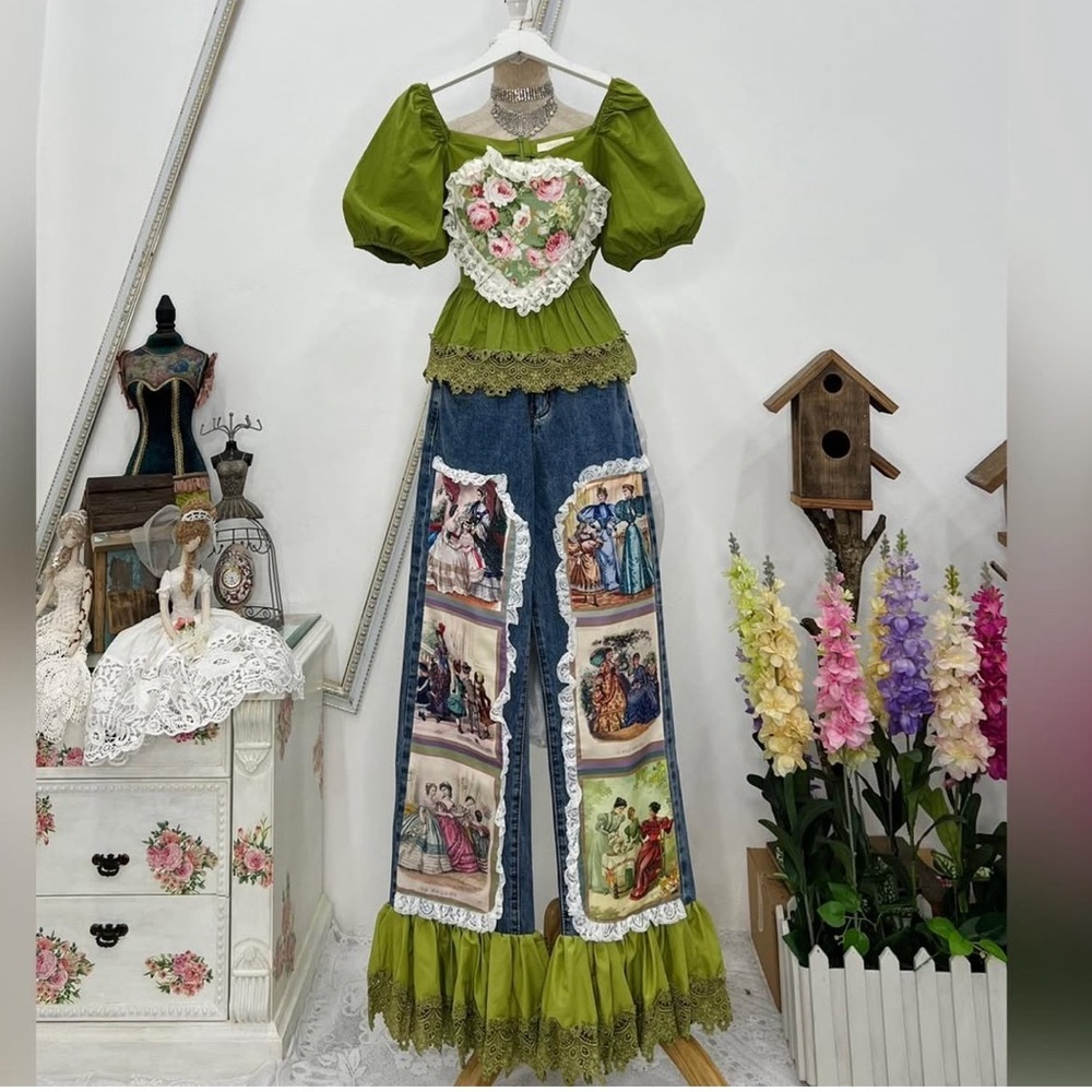 Grace Li Green and Denim Dress‎